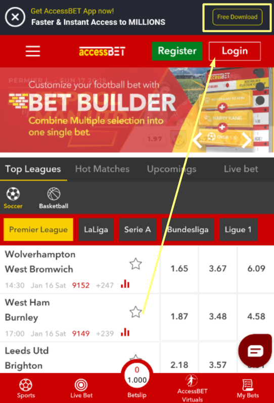 Download Accessbet App